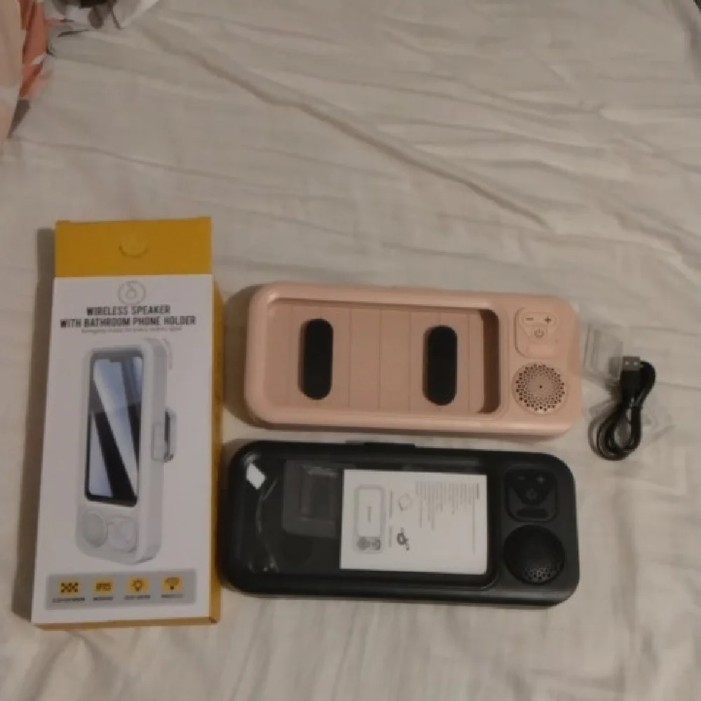 Wireless Bluetooth Shower Speaker Phone Holder - Pink